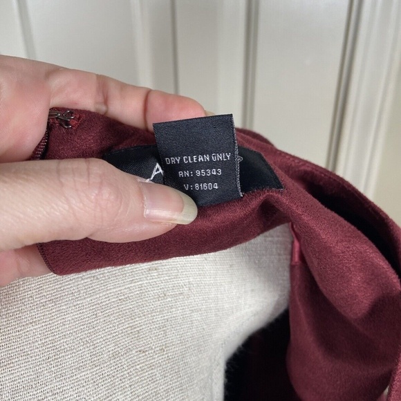 ASHRO Maroon Lined Velvet Midi Formal Casual Wear Dress Size 18W‎ Eyelet Design - Picture 5 of 6